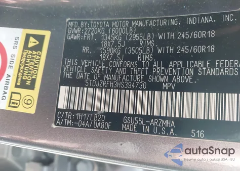 2017 Toyota Highlander Xle from USA, damaged, VIN 5TDJZRFH3HS394730